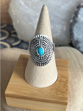 & Other Stories Silver-Tone Ring with Turquoise Cabochon